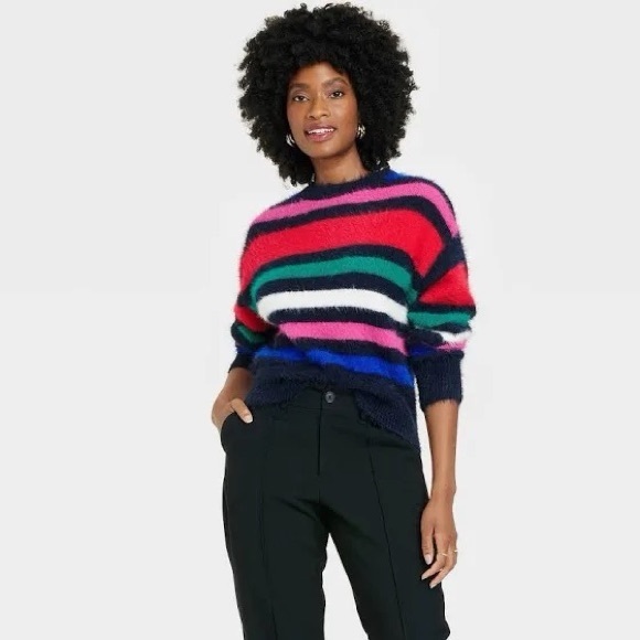 a new day Sweaters - a new day Vibrant Striped Crew Neck Sweater